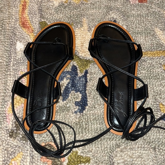 NEW J Crew Sorrento lace-up gladiator sandals in leather, black - 6.5 - Picture 3 of 6